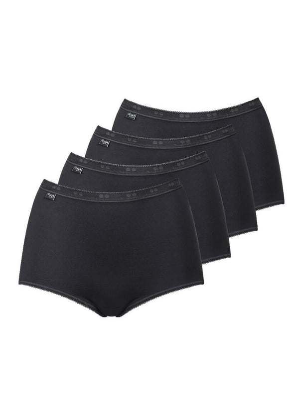 Sloggi Basic+ Maxi Brief. 4 Pack. Cotton rich knickers. Full brief with elasticated waistband. The product is machine washable.
