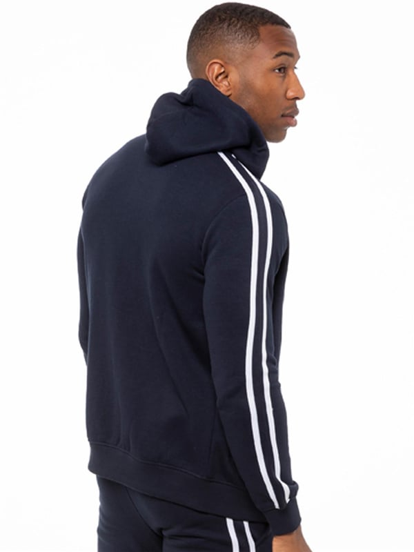 Enzo Mens Tape Hoodie Full Zip Tracksuit. Zip Through Hooded Top. Enzo Embroidery Logo on Chest and Contrast Stripe Design on Sleeves. Hoodie with Drawstring. Ribbed Waist and Cuffs. Kangaroo Pockets. Enzo Mens Casual Designer Striped Tracksuit Joggers. Featuring Classic Contrast Stripes to Sides. 2 Side Pockets. Cotton Blend for Superior Comfort. Adjustable Waist with Drawstrings. Athleisure Perfect for All Gym wear