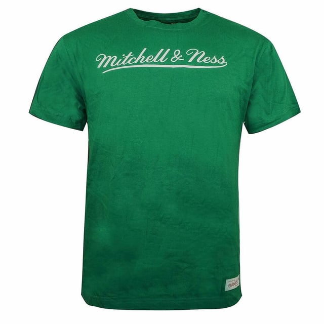 Mitchell & Ness Script Logo Crew Neck Green Mens T-Shirt BRASCRIPTLOGOTRAD GREEN