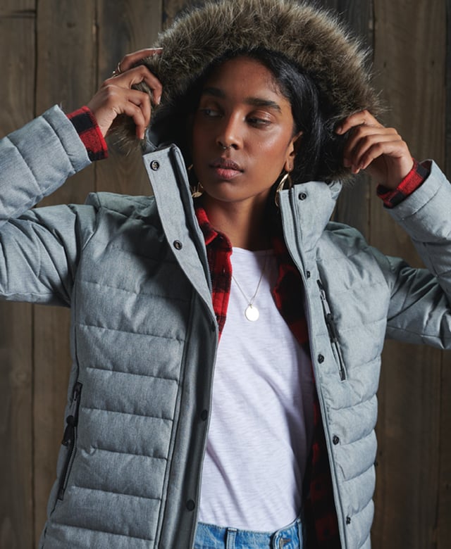 Hooded double zip tweed fuji jacket sale
