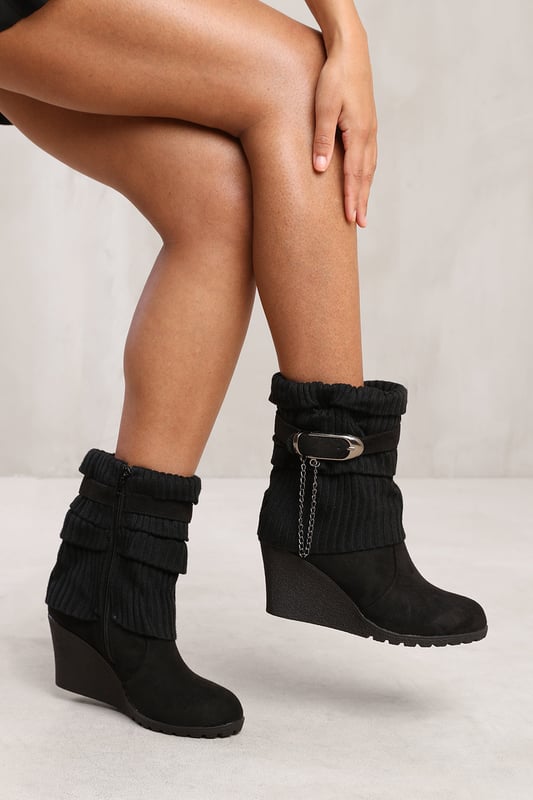 Calf Boots Black Wedge High Boots Wheres That From Womens 'Tilda