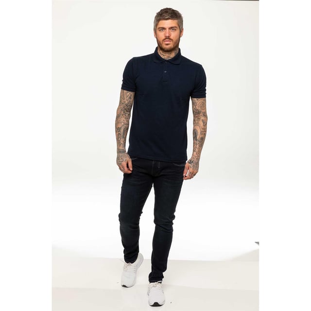 These Kruze Mens Short Sleeve Polo Shirts Feature a Button down collar, Ribbed Collar and sleeve cuff. Crafted with 50% Cotton, 50% Polyester, these Regular Fit Polos are suitable for everyday wear, basic, work, casual, fashion, sports, training, fitness and for the gym