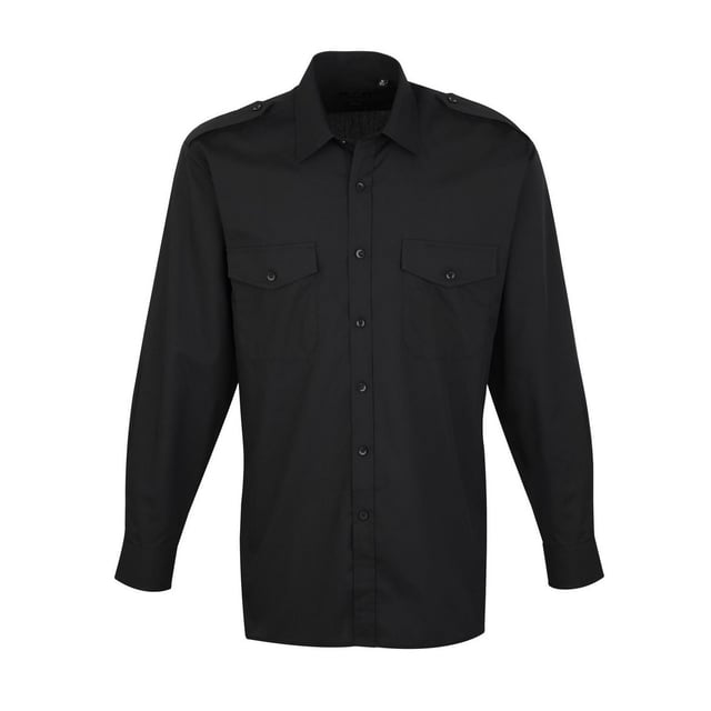 65% Polyester, 35% Cotton. Fabric: Poplin. Design: Contrast Detail. Pockets: 2 Chest Pockets, Buttoned, Flap Closure, Pen Pocket. Fastening: Button-Down. Cuff: Buttoned. Sleeve-Type: Long-Sleeved. Neckline: Stiffened Collar. Hem: Straight. Back Yoke, Shoulder Tabs. 105gsm. Sustainability: Amfori, BSCI, Oeko-Tex Standard 100 Certified, REACH, Sedex, WRAP Certified.