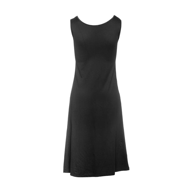 Nuestro vestido clásico de punto negro es el epítome de la moda versátil. Confeccionado con jersey 100% poliéster, ofrece comodidad y durabilidad. El diseño sin mangas y un suave escote redondo crean una silueta atemporal, mientras que el exclusivo detalle de nudo en el frente añade un toque de estilo moderno, dándole a este vestido una sensación elevada. La caída fluida del tejido de punto garantiza un ajuste favorecedor para todo tipo de cuerpo, y la elasticidad adicional permite el libre movimiento durante todo el día. Ya sea con tacones para salir por la noche o con zapatos planos para el día, este vestido es una pieza básica que irradia elegancia sin esfuerzo.
