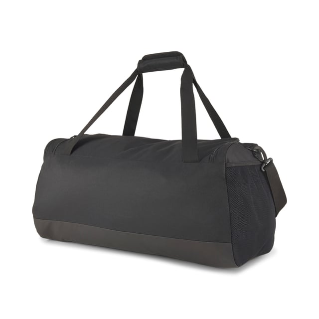 PRODUCT STORY PUMA's GOAL Duffel Bag is classic, clean and contemporary. With a large main entry, roomy end compartments and smaller side zips for stashing the important stuff, this medium sized duffel not only has plenty of space, but also plenty of style. DETAILS: Two-way zip opening into main compartmentLarge zip compartment at sideAdditional small zip pocket at sideConnectable carry handles with hook-and-loop closurePadded, adjustable shoulder strap stamped with PUMA Cat LogoPUMA Cat Logo at right side100% Polyester