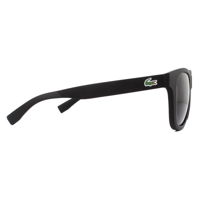 Lacoste Sunglasses L848S 001 Matte Black Grey are an easy to wear wayfarer style crafted from lightweight acetate and feature the Lacoste alligator logo on the temples.