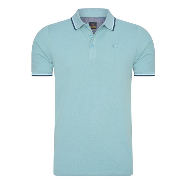 Mario Russo polotröja för män. Pikén är tillverkad i 100% bomull och har en normal passform.  Varumärke: Mario RussoModellnamn: Tipped Polo EdwardKategori: polo för mänMaterial: bomullFärg: blå