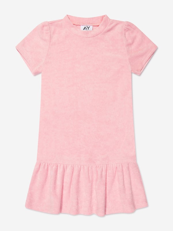Comfort and style converge for this girls pink knit dress from AY by Ayla. Designed for young influencers, this cosy fleece piece is made for dreaming big with a fashionable twist. Perfect for playdates as well luxe lounging, the soft, lush fabric ensures that feel good factor. Roundneck Collar Dropped Waist Pleated Skirt