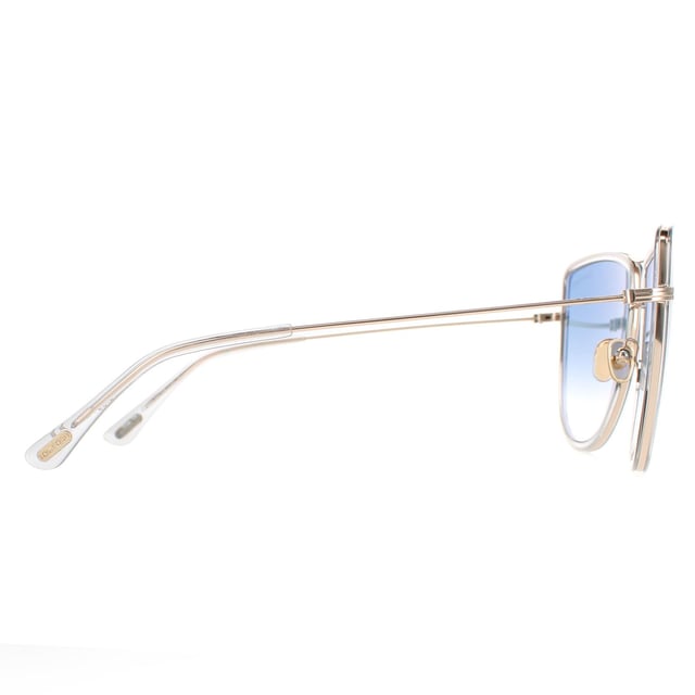 Tom Ford Aviator Womens Shiny Rose Gold Smoke Gradient Tina FT0759  Tom Ford are an elegant aviator design crafted from lightweight metal. The double bridge, silicone nose pads and slender temples ensure an all day snug fit. The temple tips are engraved with the Tom Ford logo for brand authenticity..
