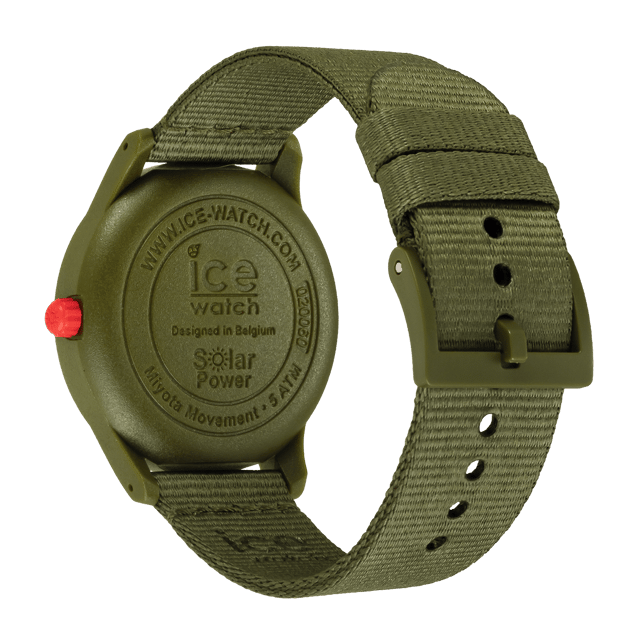 This Ice Watch Ice Solar Power - Khaki Tide Analogue Watch for Unisex is the perfect timepiece to wear or to gift. It's Green 40 mm Round case combined with the comfortable Green Fabric watch band will ensure you enjoy this stunning timepiece without any compromise. Operated by a high quality Quartz movement and water resistant to 5 bars, your watch will keep ticking. Go green with this solar powered watch recharges itself in any kind of light,This solar watch does not require any battery replacement. High quality 19 cm length and 19 mm width Green Fabric strap with a Buckle Case diameter: 40 mm,case thickness: 12 mm, case colour: Green and dial colour: Green
