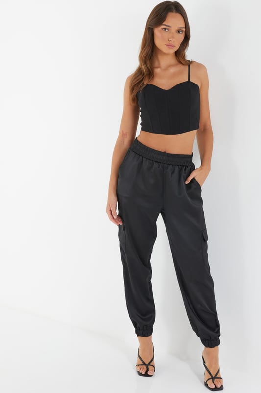 Cargo satin trousers clearance
