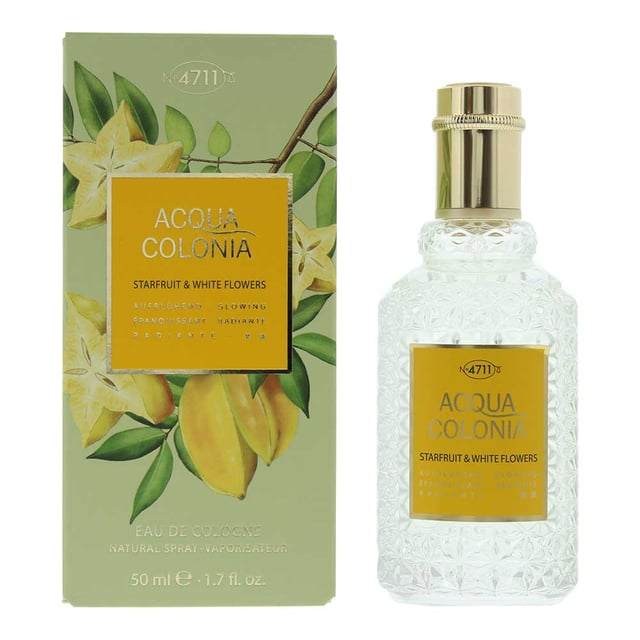 4711 Acqua Colonia Starfruit and White Flowers, launched in 2022, is a Floral Fruity fragrance for both men and women by 4711. Perfect for Spring and Summer, this fragrance is mostly worn during the day. Created by Dora Baghriche, this fragrance contains notes of Carambola (Star Fruit) and White Flowers.