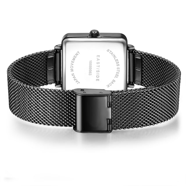 Do you like to show corners and edges? Then this women's watch in the Eastside label complements your clock collection perfectly! With an urban charm and yet elegant-timeless, she picks up the lifestyle of the New York district of Eastside and converts it into an exclusive watch model. Eyecatcher is the square, IP-coated housing that gives the watch its striking character. Simple strings and obélisque pointers underline the puristic design concept, stylishly rounded by an elaborately worked, IP-coated Milanaise stainless steel bracelet. A safe sliding closure ensures easy adaptability and high comfort. The high-quality quartz clock and the subtle date display offer the best precision.