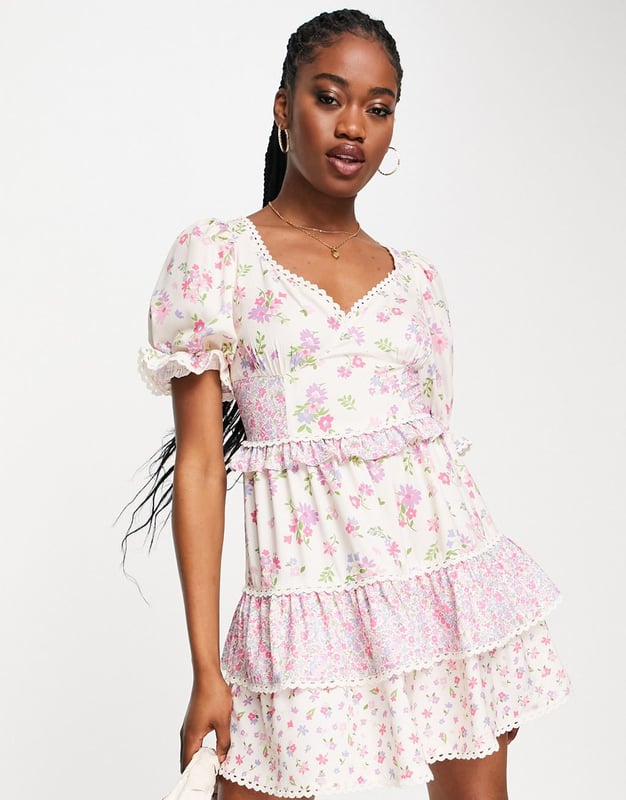 Floral print tea best sale dress