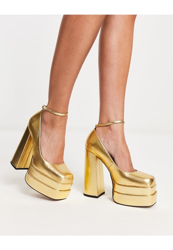 Gold cheap platforms heels