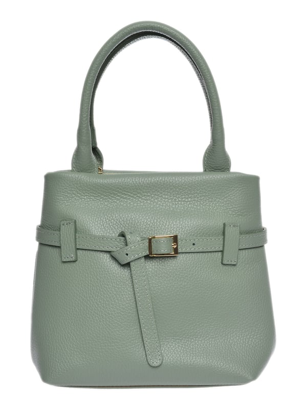 Bolso de mano  
100% cuero de vaca  
Cierre superior con cremallera  
Bolsillo interno con cremallera  
Dimensiones: 21x27x11.5 cm  
Asa: 34 cm  
Correa para el hombro: 120 cm
