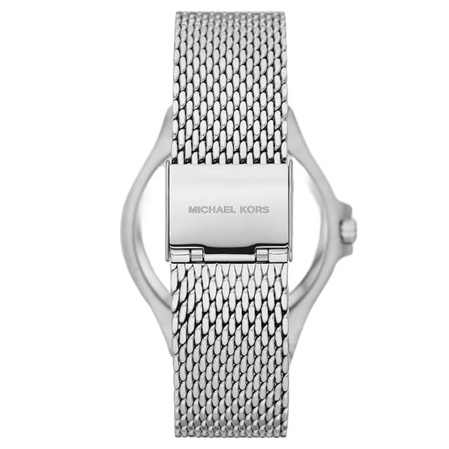 Sku: MK7337Case Size: 37 mmMovement: Quartz Three-HandPlatform: LENNOXStrap Material: Stainless SteelStrap Colour: SilverCase Water Resistance: 5 ATMCase Material: Stainless SteelCase Colour: SilverDial Colour: WhiteStrap Width: 20 mmClosure: Safety Mesh BuckleCrystal Type: Mineral