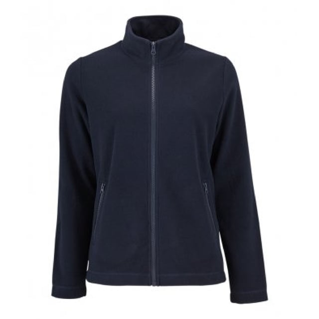 Fleecejacke für Damen. Ungefüttert. Geformte Passform. Durchgehender Reißverschluss. Zwei Fronttaschen mit Reißverschluss. Offene Manschetten und Saum. 100% Polyester.
