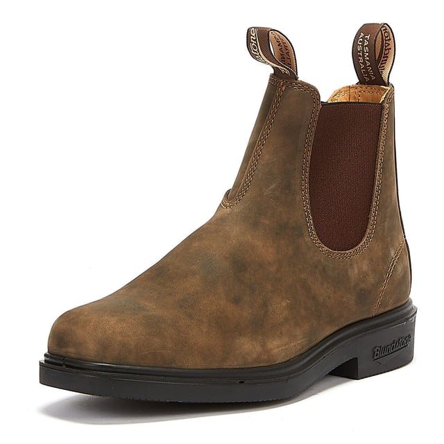 Blundstone's versatile Dress boots embody a chisel-toe Chelsea boot silhouette that can be dressed up or down to suit any occasion. The #1308 features timeless rustic brown leather  versatile and effortless. SPS (Shock Protection System) offers heightened shock absorption so your feet will be supported all-day long.