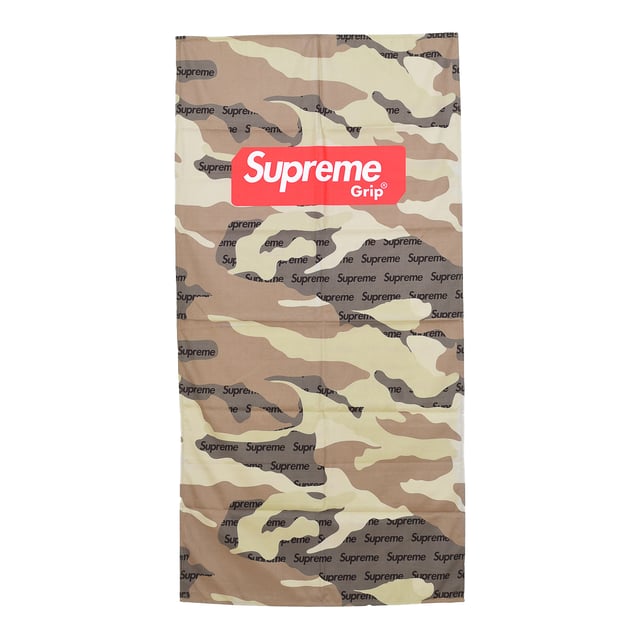 Supreme towel.
 Color Military camouflage
 Supreme brand printed towel.
 Printed with the brand's logo and camouflage style.
 Quick-drying soft fabric.

 Composition: 80% Polyester, 20% Polyamide

 Maximum temperature 30º.
 -Do not dry clean.
 -Does not support dryer
 -Support iron

 Measurements Width: 72 cm; Length: 140cm
 Measures: Width: 72cm; Length: 140cm
 Composition: 80% Polyester, 20% Polyamide
 Care:
Maximum temperature 30º.
 -Do not dry clean.
 -Does not allow dryer
 -Accepts iron