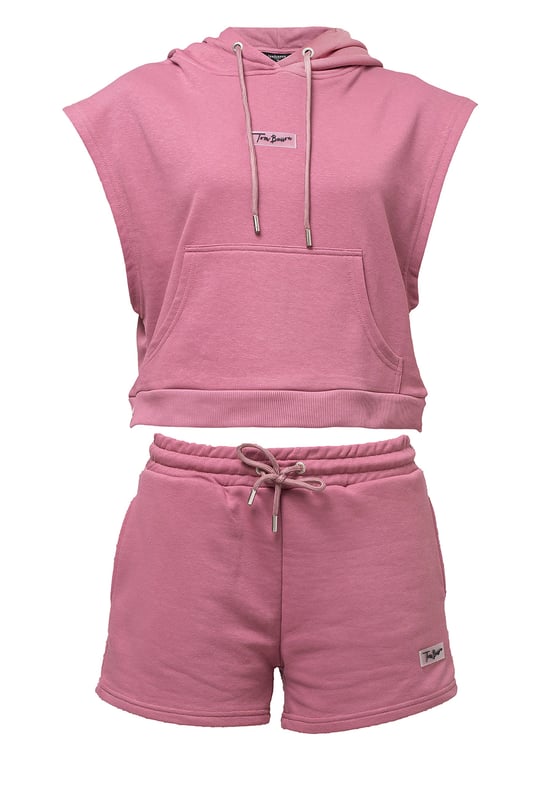 Tom Barron Damen-Sommer-Trainingsanzug-Set mit kurzer Hose und ärmellosem Oberteil