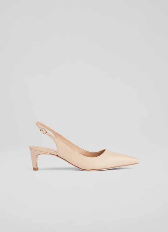LK Bennett Alyssa Open Courts, Cream Every shoe collection needs a simple slingback, and our new Alyssa slingbacks are sleek, chic and designed to go with everything in your spring wardrobe. Beautifully-made in Spain from buttery-soft cream ppa leather, they have a pointed toe, a buckled slingback and a contemporary set-back 50mm kitten heel. Wear them with spring tailoring, dresses and even a pair of turn-up jeans, they're versatile little numbers.