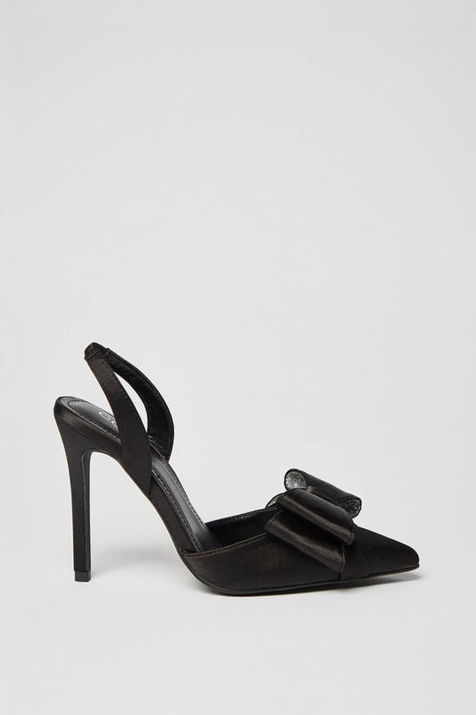 Tamara Satin Bow Sling Back Stiletto Court Shoes