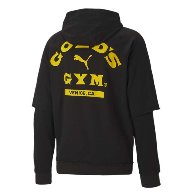 Puma x Golds Gym Hoodie Mens Training Raglan Sleeve Jumper Black 519617 02