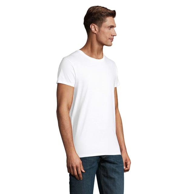 100% Semi-Combed Cotton. Fabric: Soft Touch. 150gsm. Design: Plain. Fit: Fitted. Neckline: Round Neck. Sleeve-Type: Short-Sleeved. Ribbed Collar, Taped Neck, Twin Needle Stitch, Unbranded Size Label. Conforms to Safety Standard: OCS100 Certified, Oeko-Tex Standard 100 Certified.