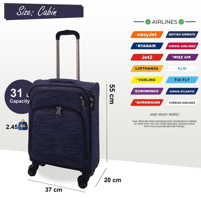 Embárcate en una aventura tropical con nuestra exquisita bolsa de cabina Presentamos la colección de viajes tropicales, una fusión de funcionalidad y estilo diseñada para el explorador moderno Estampado tropical llamativo: sumérgete en el encanto del paraíso con un estampado vívido Tamaño de cabina compacto: cumple con los requisitos de las aerolíneas para un embarque sin complicaciones, con un interior espacioso y maniobrable con un asa resistente y ruedas de 360 ​​grados. Suaves ruedas giratorias duales de 8 ruedas de 360 ​​grados para una movilidad sin esfuerzo Cerradura segura integrada de 3 dígitos aprobada por la TSA para mayor seguridad. Fabricada con material de nailon Jacquard 900D ultrarresistente para mayor durabilidad. Asa telescópica autoblocante y cierre con cremallera para un uso fácil. Disfrute de la combinación perfecta de practicidad y estética con nuestra colección de viajes tropicales, su pasaporte a un viaje perfecto y con estilo. Maleta de cabina de 18 pulgadas - Tamaño 55 x 37 x 20 cm Peso: 2,45 kg Capacidad: 31 litros