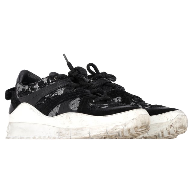 VINTAGE, RRP AS NEW
Step up your footwear game with the Jimmy Choo Seattle Floral Lace Mesh Trainers in Black Leather, a cutting-edge and fashion-forward addition to your shoe collection. These trendy trainers feature a unique mix of floral lace on mesh and black leather panels, making them a standout choice for the current season. The embossed CHOO logo on the sole adds a touch of luxury, while the elasticated upper ensures comfort without compromising on style. Whether you're going for an off-duty look or aiming to elevate your everyday style, the Seattle trainers are the perfect statement piece to complete your ensemble.



Jimmy Choo Seattle Floral Lace Mesh Trainers in Black Leather
Condition: Good
Signs of wear: Moderate signs of wear or markings, moderate scuffing insoles., Used but well maintained. Moderate creasing and marks at surface, wear at soles or replaced soles.
Packaging: None
Color: black
Material: leather and lace
Size: EU | 37 / US7
Measurements: Heel height: 35; Insole length: 280
SKU: NAPPUGBSH423250W