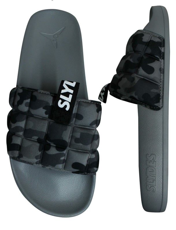 SlyDes Fade Slip on Grey Synthetic Mens Sliders Fade_SS20_M_Grey_Camo