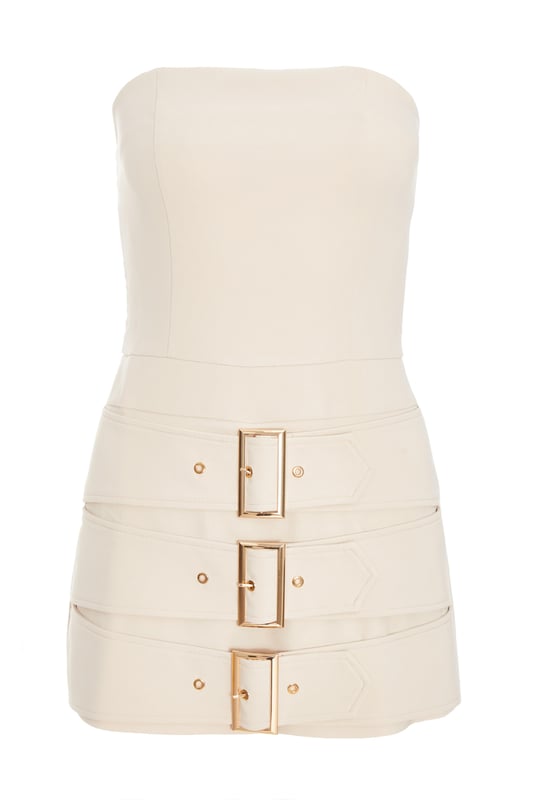 - Bandeau style - Triple belt detail - Bodycon fit - Model height: 5'9" - Model wears uk 8 / us 4 / eur 36 - Always check the care wash label - Cool hand wash with mild detergent