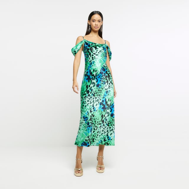 River island green leopard print dress cheap