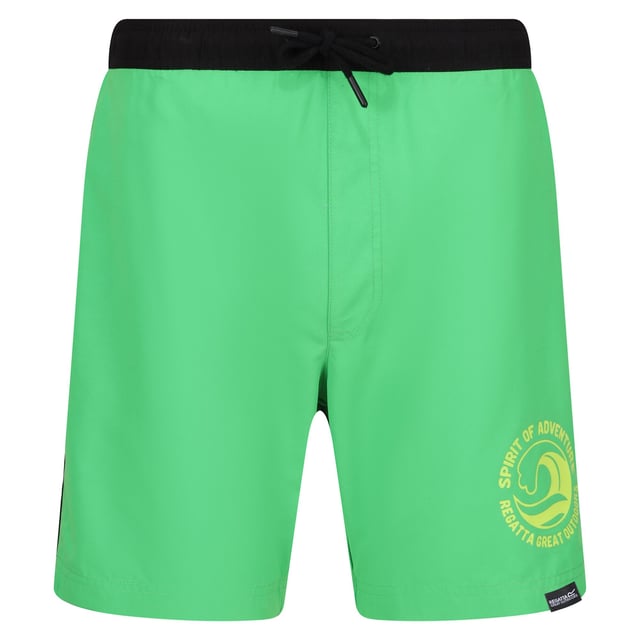 100% Polyester. Lining: Mesh. Fabric: Microfibre. Design: Colour Block, Logo, Printed, Text. Pockets: 1 Back Pocket, Flap Closure, 1 Security Pocket, Inner. Fastening: Pull-On. Branded Tab. Fabric Technology: Quick Dry, UV Protection. Waistline: Drawcord, Elasticated. Sustainability: Made from Recycled Materials. Sun Rating: UPF 40+.