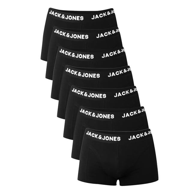 Men's 7 Pack Jack & Jones Boxer Shorts, Underwear, Multipack Trunks, Black, Large

Enjoy these Iconic Jack & Jones Men's Jactone In Tone Trunks 7Pack, they are essential for any man's underwear collection as they provide luxury comfort and style.

Long-lasting stretch in the waistband. Anatomically correct H-shape for high comfort.

Features:


7-pack basic trunks

Lots of stretches

Elasticated waistband

Tight and comfortable

Washing Instruction:


Machine wash at max 40°C under gentle wash programme

Do not bleach

Tumble dry on medium heat settings

Hang dry

Dry clean (no trichloroethylene)

High temp. iron. Highest temp. 200°C


Package Includes: Men's 7 Pack Jack & Jones Boxer Shorts, Underwear Black, Large