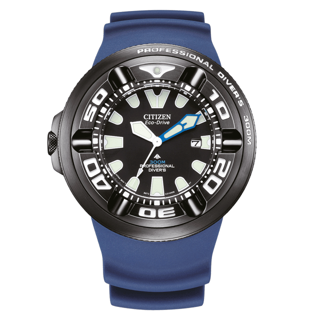 This Citizen Promaster Marine Analogue Watch for Men is the perfect timepiece to wear or to gift. It's Black 48 mm Round case combined with the comfortable Blue Plastic watch band will ensure you enjoy this stunning timepiece without any compromise. Operated by a high quality Eco-Drive movement and water resistant to 30 bars, your watch will keep ticking. This Eco-Drive watches recharges itself in any kind of light, to run forever. This Eco-Drive watch does not require any battery replacement, charging or winding to maintain constant operation This Analogue watch has a calendar function: Date , Solar Powered , Luminous Hands , Luminous Numbers and Screw Down Crown. Comes with a extension strap High quality 21 cm length and 26 mm width Blue Plastic strap with a Buckle Case diameter: 48 mm,case thickness: 18 mm, case colour: Black and dial colour: Black