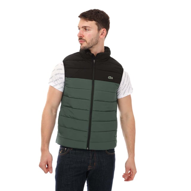 Men s Lacoste Padded Water Resistant Vest in black green