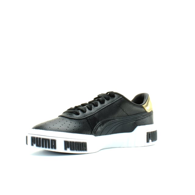 Puma Cali Bold Metallic Zwart Goud Leren Veterschoenen Dames 371207 02