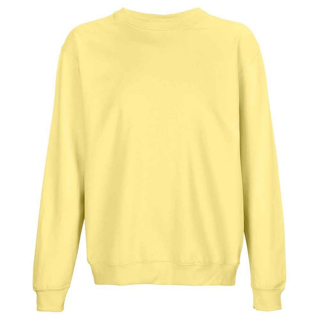 Material: 80% Cotton, 20% Recycled Polyester. Fabric: Brushed Back Fleece. 280gsm. Design: Plain. Drop Shoulder, Taped Neck, Tearaway Label. Hem: Ribbed. Neckline: Crew Neck, Ribbed. Sleeve-Type: Long-Sleeved. Cuff: Ribbed. Fastening: Pull Over. Conforms to Safety Standard: REACH. Sustainability: Amfori, BSCI, Fair Wear Approved, Made from Recycled Materials, OEKOTEX, PETA-Approved Vegan.