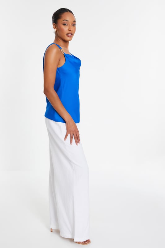 - Satin finish - Cowl neckline - One shoulder - Buckle detail - Model height: 5' 7" - Model wears uk 8 / us 4 / eur 3 - Always check the care wash label. cool hand wash with mild detergent