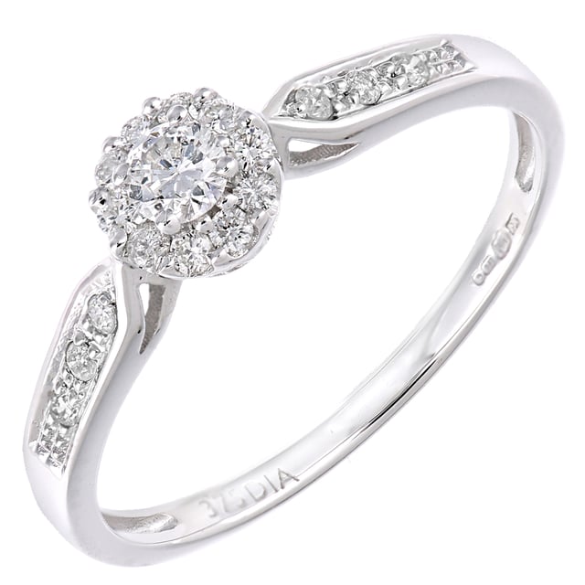 Oro blanco de 9 quilates (375): 1,88 g; # Diamante: 0.25ct