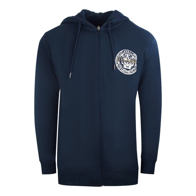 Deze hoodie uit de Cavalli-klasse is de perfecte manier om te pronken met je gewaagde persoonlijke stijl. Het is voorzien van een Circle-logo, waardoor het de perfecte aanvulling is op je garderobe. Wees klaar om op te vallen en een statement te maken met deze unieke hoodie! 60% katoen, 40% polyester, elastische taille, zoom en mouwuiteinden, normale pasvorm, valt normaal qua maat, kangoeroezak, merklogo op de borst Trekkoordjes, Cavalli-klasse trui met capuchon, marineblauwe hoodie