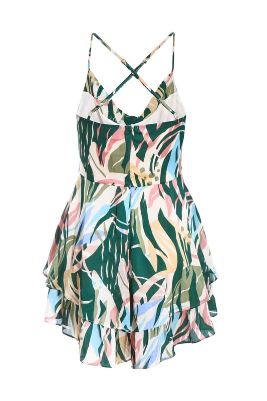 - Tropical print - Satin finish - Cowl neckline - Cross back design - Model height: 5 7" - Model wears uk 8 / us 4 / eur 36 - Always check the wash care label, cool hand wash with mild detergent