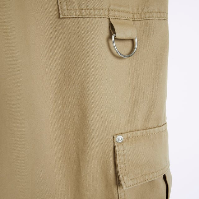 River Island Womens Cargo Trousers Beige Zip Cuff Pants