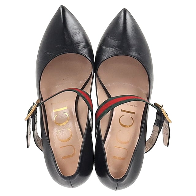 VINTAGE, RRP AS NEW
These Gucci Mary Jane Sylvie pumps exude a timeless appeal. Crafted from leather in Italy, they feature a signature strap with buckle fastening, pointed toes, and 10.5 cm stiletto heels. The white color adds to the appeal of the fashionable pair!


with Dust bag

Gucci Malaga Kid Sylvie High Heel Pumps in Black Leather
Condition: Very good
Signs of wear: Minor markings, Lightly used but very well maintained. Minor mark at soles & creasing, light scuffing at the soles and heels.
Packaging: Dust bag
Color: black
Material: Leather 
Size: EU37/US7
Measurements: Heel height: 80; Insole length: 260
SKU: NAPPUGBSH400613W