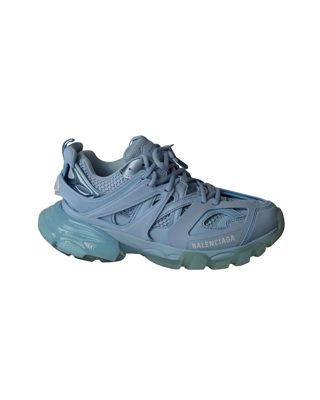 Balenciaga Clear Sole Track Sneakers in Light Blue Polyurethane