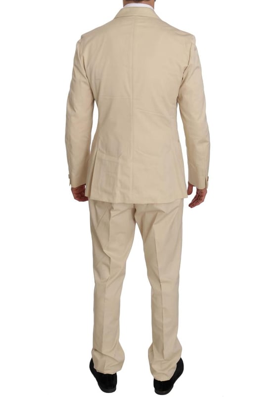 Romeo Gigli Men's Two Piece 3 Button Beige Cotton Solid Suit