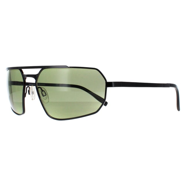 Serengeti Rectangle Mens Shiny Black Transparent Layer Mineral Polarized 555nm Green Hinkley  Sunglasses are designed with a sleek and sporty aesthetic, ideal for both outdoor activities and casual wear. The frame is crafted from lightweight, handcrafted stainless steel ensuring durability and comfort. These sunglasses feature spring hinges and adjustable nose pads for a secure, personalized fit. The lenses offer advanced optical technologies, including photochromic properties that adapt to varying light conditions, Spectral Control to enhance color and contrast, and polarization to eliminate glare. They provide 100% UVA and UVB protection and include anti-scratch and anti-reflective coatings, ensuring excellent visual clarity and reduced eye fatigue. The full-wrap design adds to its functional appeal by protecting against wind and peripheral light.