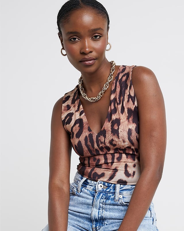 Leopard print, V neck, Sleeveless